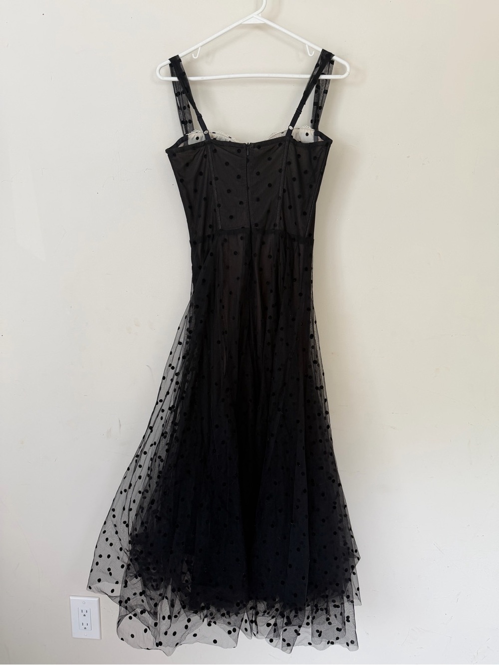 Sheer Black Polka Dot Mesh Bustier dress - Picture 4 of 6